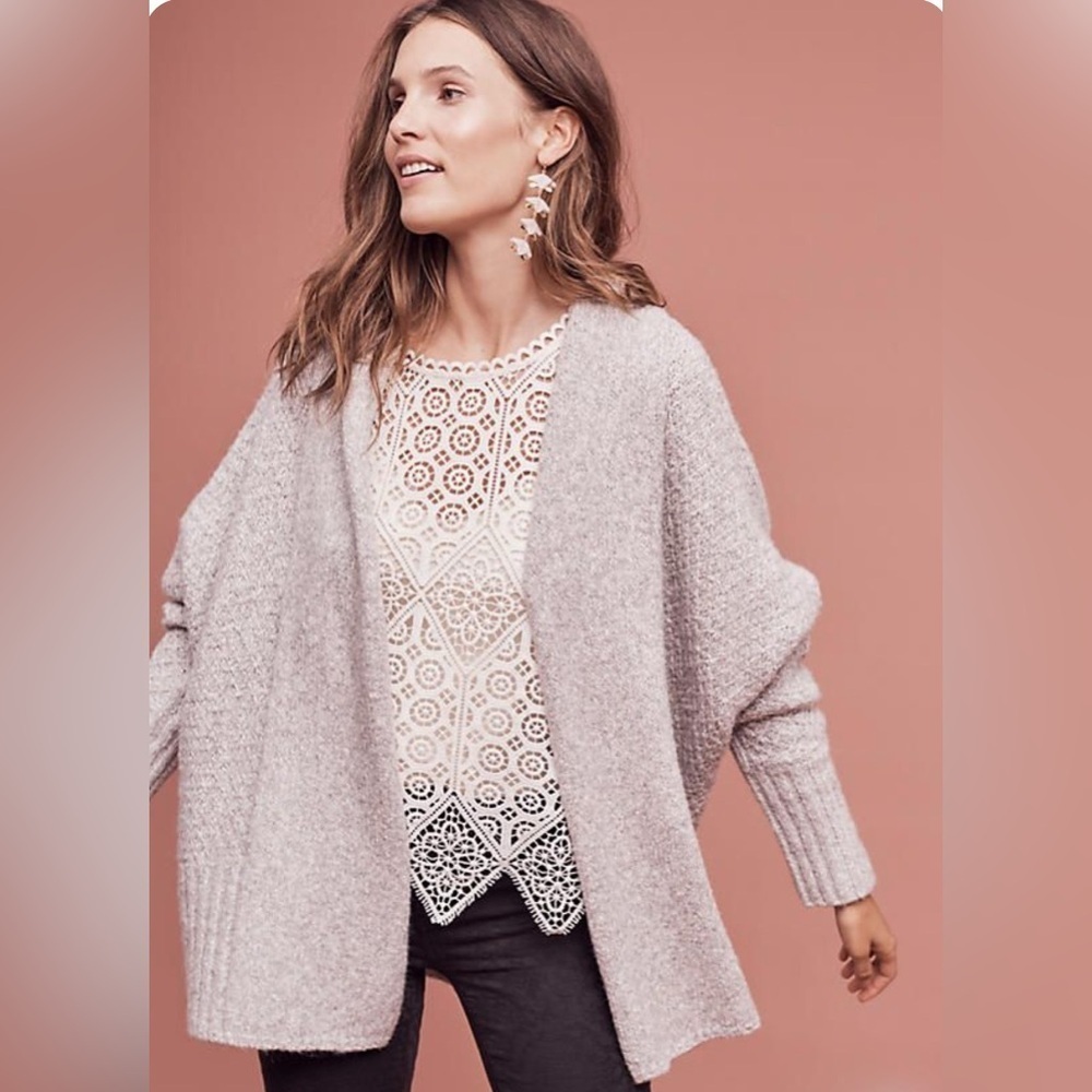 ANTHROPOLOGIE Angel of the North ALPACA Blend Small Chauvet Open Front Cardigan